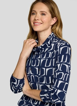 Rabe Knit High Neck Jumper Navy Print