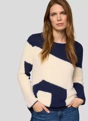 Rabe Knit Colourblock Jumper Cream/Navy