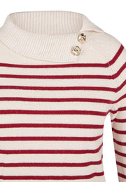 Rabe Knit High Neck Striped Jumper Cream/Red
