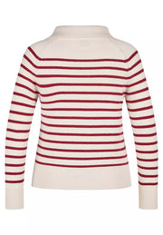 Rabe Knit High Neck Striped Jumper Cream/Red
