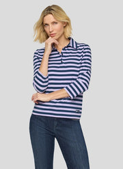 Rabe Striped Polo Shirt Lilac/Navy