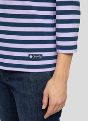 Rabe Striped Polo Shirt Lilac/Navy