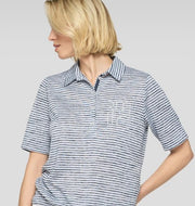 Rabe Striped Polo Tee Navy/Grey