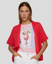 Rabe Knit Open Front Cardi Coral