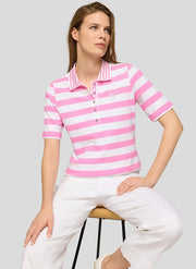 Rabe Striped Polo Shirt Pink/White