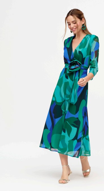 Role Mode Ena Green Geo Print Dress