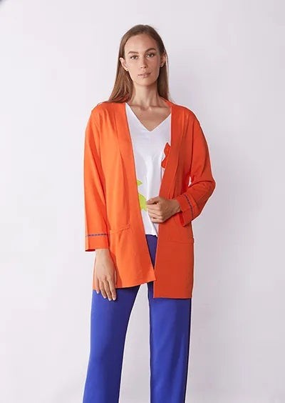 Scorzzo Knitted Open Jacket Orange