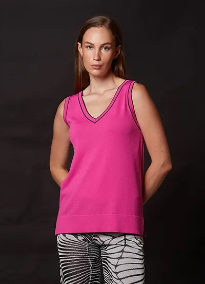 Scorzzo Knitted V-Neck Top Pink