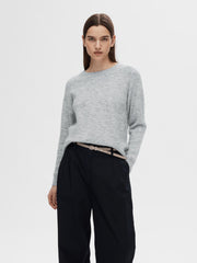 Selected Femme Lulu Knit O-Neck Sweater Light Grey