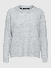 Selected Femme Lulu Knit O-Neck Sweater Light Grey