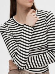 Selected Femme Anna Long Sleeve Crew Neck Tee Black/White