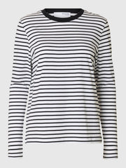 Selected Femme Striped Long Sleeve Tee Black/White