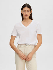 Selected Femme V-Neck Tee Bright White