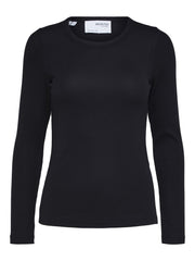 Selected Femme Dianna Long Sleeve Tee Black