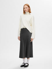 Selected Femme Lena High Waist Midi Skirt Volcanic Ash