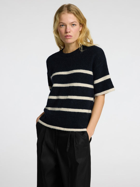 Selected Femme Maline Knit Top Dark Sapphire/Birch