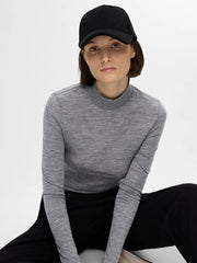 Selected Femme Wola High Neck Knit Top Grey