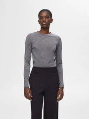 Selected Femme Wola Knit Top Grey