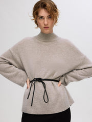 Selected Femme Cille Knit High Neck Sweater Cream