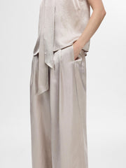 Selected Femme Selene High Waist Wide Leg Trouser Dove