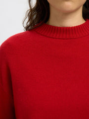 Selected Femme Cille Knit Cashmere Blend Sweater Red