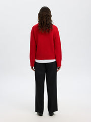 Selected Femme Cille Knit Cashmere Blend Sweater Red