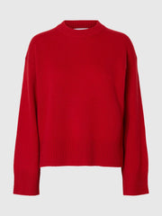 Selected Femme Cille Knit Cashmere Blend Sweater Red