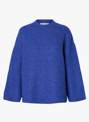 Selected Femme Gabriella Knit Wool Blend Sweater Dazzling Blue