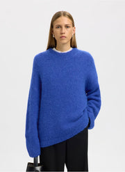 Selected Femme Gabriella Knit Wool Blend Sweater Dazzling Blue