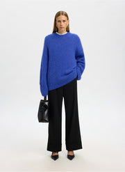 Selected Femme Gabriella Knit Wool Blend Sweater Dazzling Blue