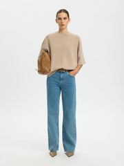 Selected Femme Oversized Tee Pure Cashmere Beige
