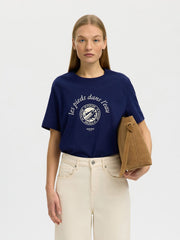 Selected Femme Elisa Organic Cotton Tee Navy