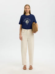 Selected Femme Elisa Organic Cotton Tee Navy