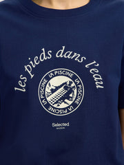 Selected Femme Elisa Organic Cotton Tee Navy