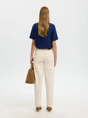 Selected Femme Elisa Organic Cotton Tee Navy