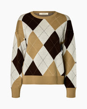 Selected Femme Thea Knit Jumper Argyle Pattern