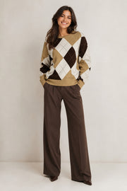 Selected Femme Thea Knit Jumper Argyle Pattern