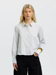 Selected Femme Romie Striped Shirt Green/White
