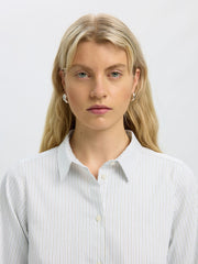 Selected Femme Romie Striped Shirt Green/White