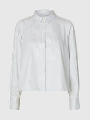 Selected Femme Romie Striped Shirt Green/White