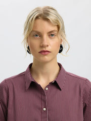 Selected Femme Romie Striped Shirt Wine/White