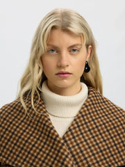 Selected Femme Carolyn Check Wool Blend Coat Toffee
