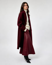 Selected Femme Olympia High Waist Leather Skirt Wine