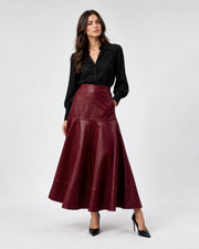 Selected Femme Olympia High Waist Leather Skirt Wine