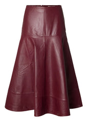 Selected Femme Olympia High Waist Leather Skirt Wine