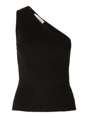 Selected Femme Lura Lurex One Shoulder Knit Top Black