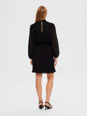Selected Femme Simone Pleated Black Mini Dress