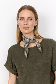 Soya Concept Ginette 1 Silk Scarf Khaki Print