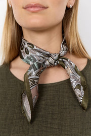 Soya Concept Ginette 1 Silk Scarf Khaki Print