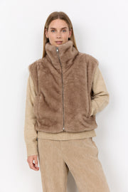 Soya Concept Haye 1 Faux Fur Vest Camel